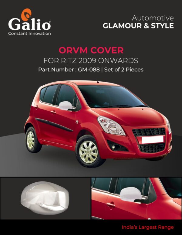 MARUTI SUZUKI RITZ 2009 ONWARDS ORVM COVER – CHROME GARNISH SET OF 2 PCS (SIDE MIRROR COVER)