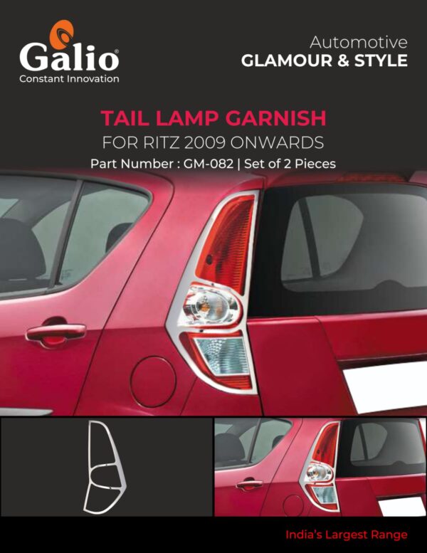 MARUTI SUZUKI RITZ 2009 ONWARDS TAIL LAMP GARNISH – CHROME GARNISH SET OF 2 PCS