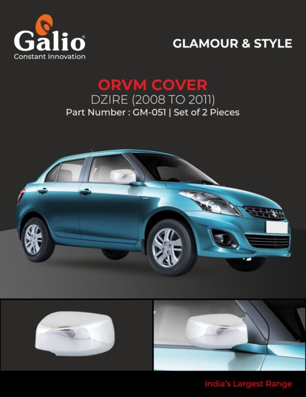 MARUTI SUZUKI DZIRE 2008 TO 2011 ORVM COVER – CHROME SET OF 2 PCS