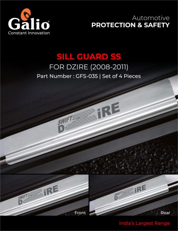 MARUTI SUZUKI DZIRE 2008 TO 2011 SILL GUARD SS – SET OF 4 PCS
