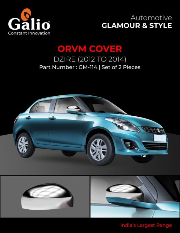 MARUTI SUZUKI DZIRE 2012 TO 2014 ORVM COVER – CHROME FINISH – SET OF 2 PCS