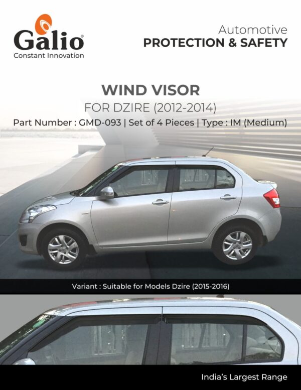 MARUTI SUZUKI DZIRE 2012 TO 2014 WIND VISOR - IM (MEDIUM) – SET OF 4 PCS