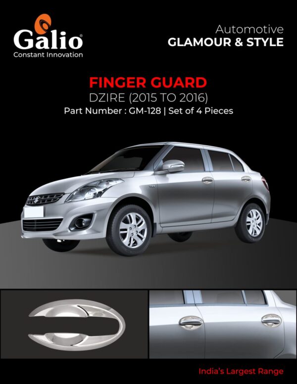 MARUTI SUZUKI DZIRE 2015 TO 2016 FINGER GUARD – CHROME – SET OF 4 PCS