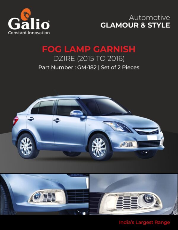 MARUTI SUZUKI DZIRE 2015 TO 2016 FOG LAMP GARNISH – CHROME – SET OF 2 PCS
