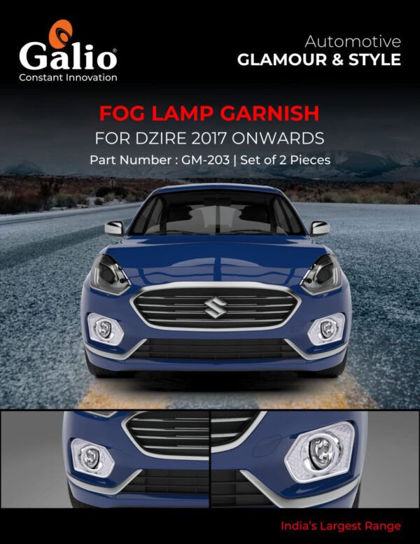 MARUTI SUZUKI DZIRE 2017+ CHROME FOG LAMP GARNISH - SET OF 2 PCS