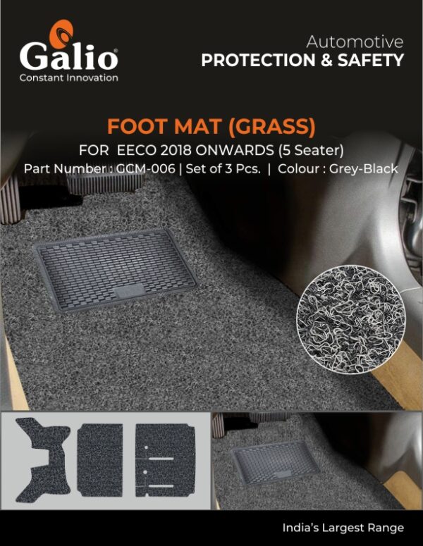 MARUTI SUZUKI EECO FOOT MATS – GRASS TYPE – 2018 ONWARDS – SET OF 3 PCS