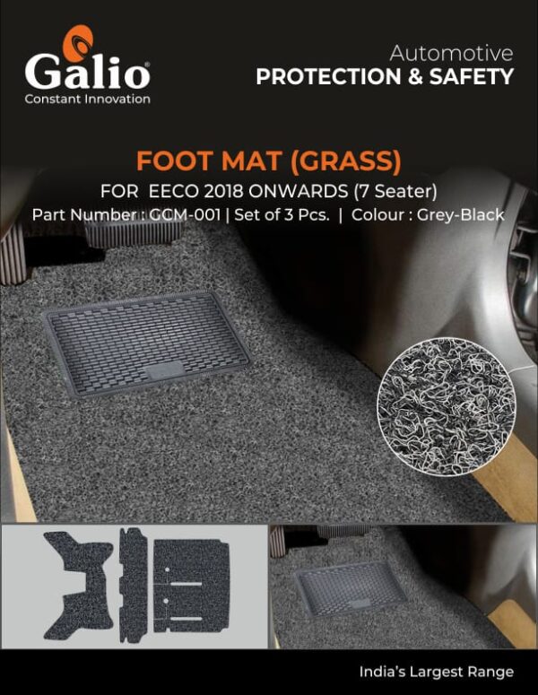 MARUTI SUZUKI EECO FOOT MATS – GRASS TYPE – SET OF 3 PCS – 2018 ONWARDS – MULTICOLOR OPTIONS
