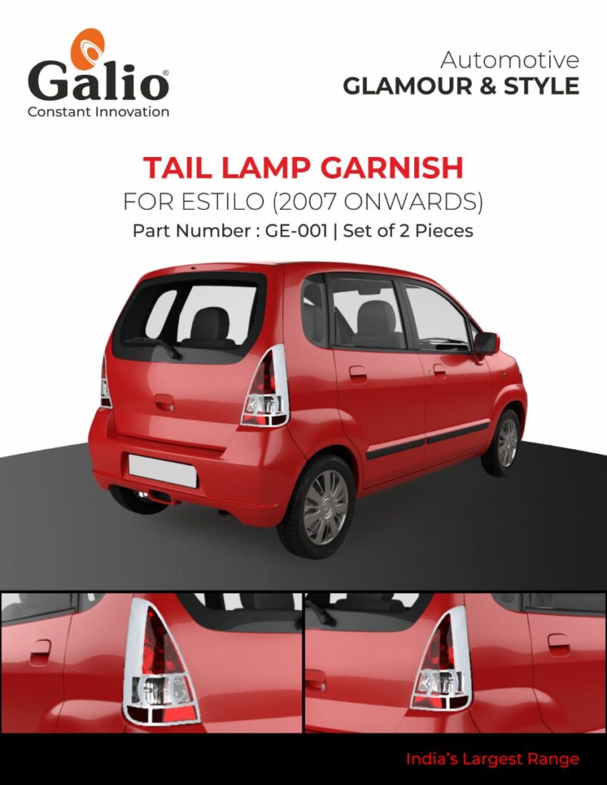 MARUTI SUZUKI ESTILO TAIL LAMP GARNISH CHROME – SET OF 2 PCS – STYLISH REAR LIGHT COVER