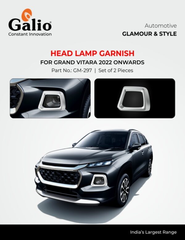MARUTI SUZUKI GRAND VITARA HEAD LAMP GARNISH | CHROME FINISH | SET OF 2 PCS | FOR ALL MODELS | 2022 ONWARDS