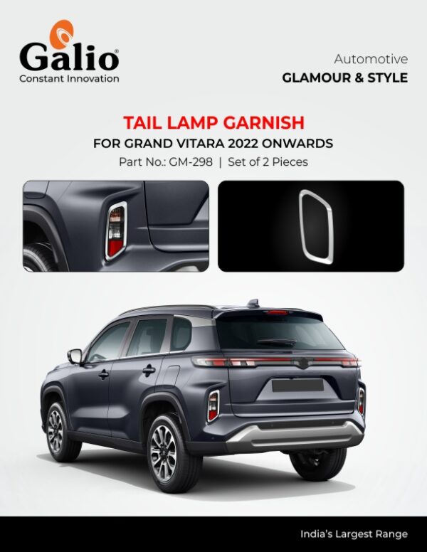 MARUTI SUZUKI GRAND VITARA TAIL LAMP GARNISH | CHROME FINISH | SET OF 2 PCS | FOR ALL MODELS | 2022 ONWARDS