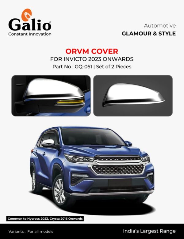 MARUTI SUZUKI INVICTO 2023 ONWARDS ORVM CHROME COVER | COMMON TO INNOVA CRYSTA & HYCROSS | SET OF 2 PCS