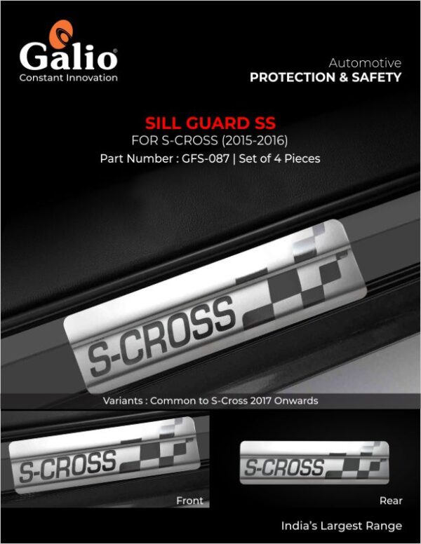 MARUTI SUZUKI S-CROSS 2015 TO 2016 SILL GUARD SS STAINLESS STEEL SET OF 4 PCS