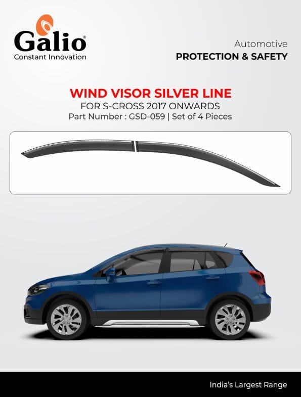 MARUTI SUZUKI S-CROSS 2017 ONWARDS WIND VISOR SILVER LINE SET OF 4 PCS
