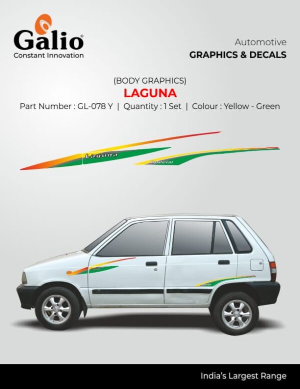 MARUTI 800 TYPE-1 BODY GRAPHIC LAGUNA DESIGN DECAL STYLING KIT – 1 SET