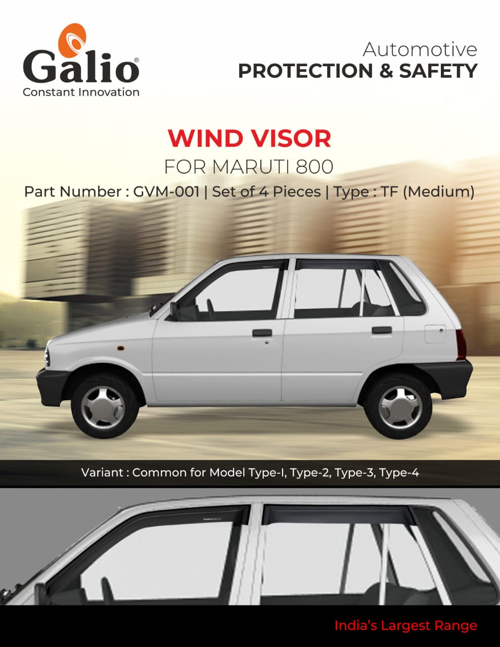 MARUTI 800 TYPE-1 WIND VISOR - TF (MEDIUM) SET OF 4 PCS