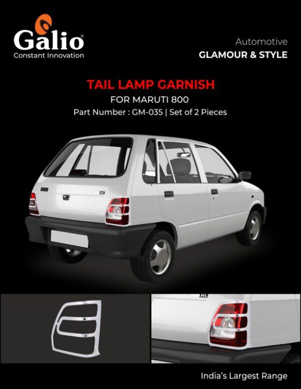 MARUTI 800 TYPE-3 CHROME TAIL LAMP GARNISH SET – REAR LIGHT FRAME TRIM COVER (PACK OF 2)