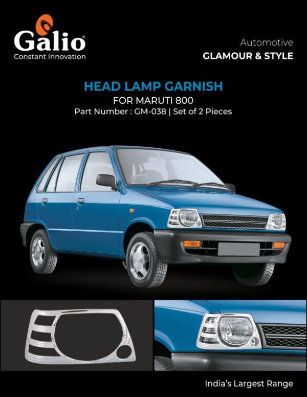 MARUTI SUZUKI 800 TYPE-4 CHROME HEAD LAMP GARNISH SET OF 2 PCS PREMIUM CAR ACCESSORY