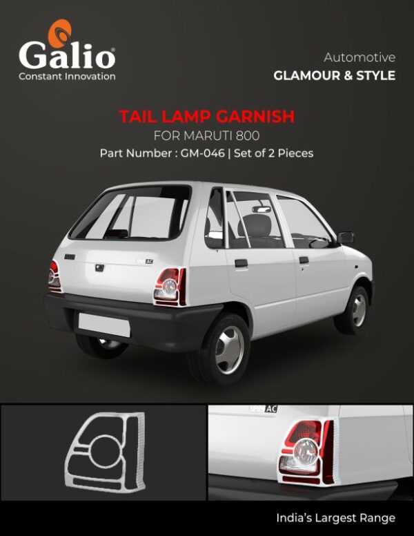 MARUTI SUZUKI 800 TYPE-4 CHROME TAIL LAMP GARNISH SET OF 2 PCS PREMIUM CAR ACCESSORY