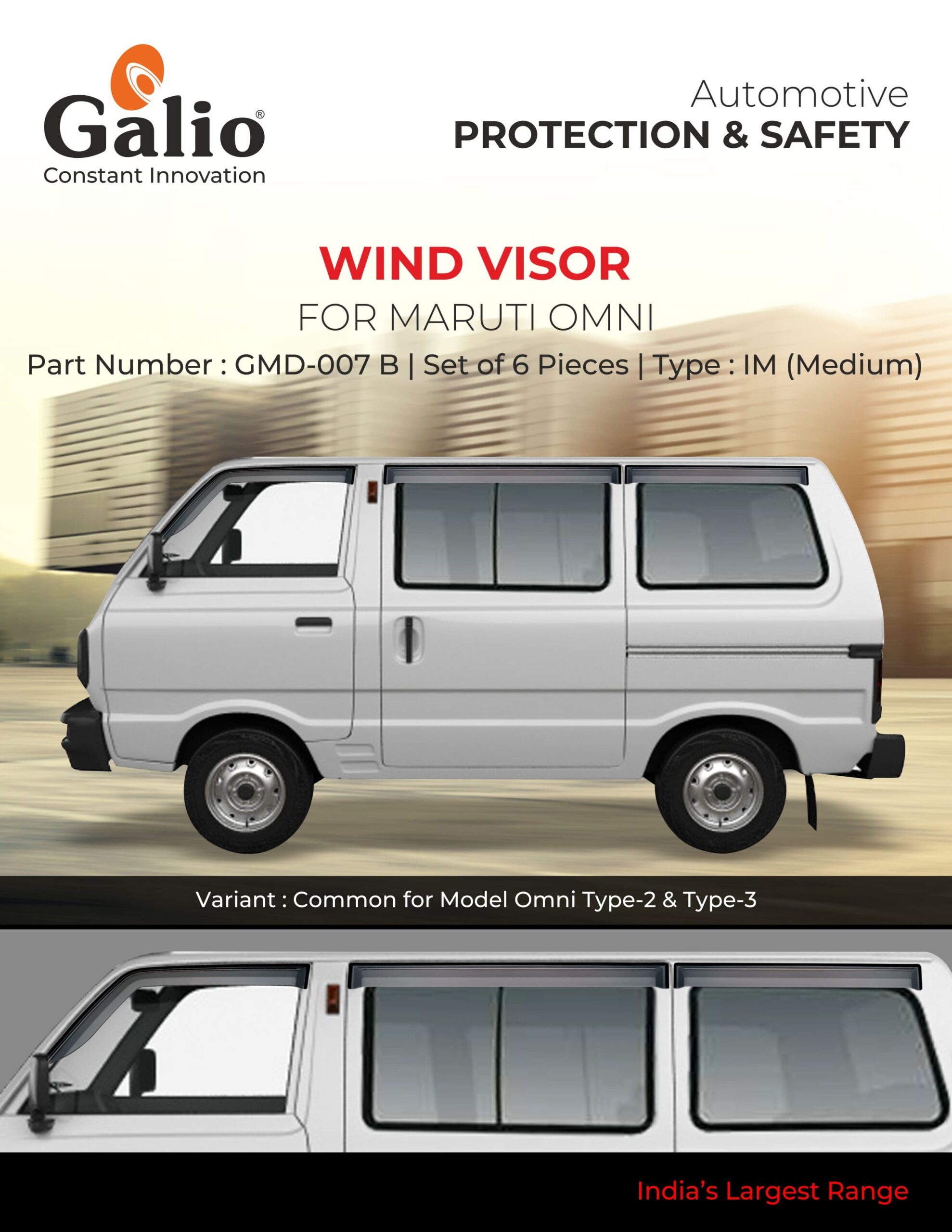 MARUTI SUZUKI OMNI TYPE-2 WIND VISOR IM (MEDIUM) – SET OF 6 PCS | SGS CERTIFIED ROHS MATERIAL | HIGH DURABILITY