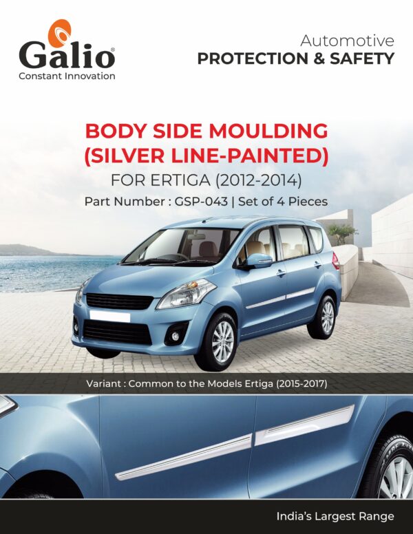 MARUTI SUZUKI ERTIGA 2012 TO 2014 BODY SIDE MOULDING – SILVER LINE (PAINTED) SET OF 4 PCS