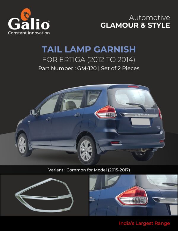MARUTI SUZUKI ERTIGA 2012 TO 2014 TAIL LAMP GARNISH CHROME FINISH - SET OF 2 PCS