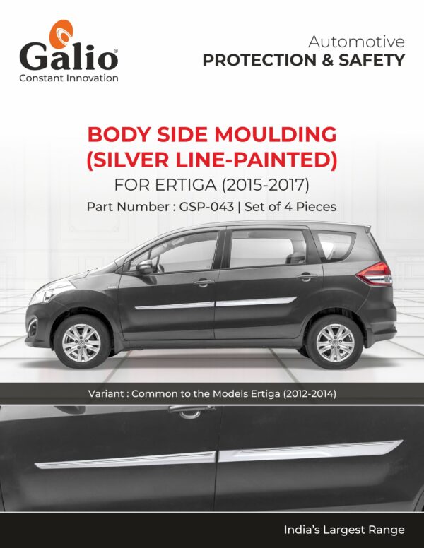 MARUTI SUZUKI ERTIGA (2015 TO 2017) BODY SIDE MOULDING - SILVER LINE (PAINTED) SET OF 4 PCS