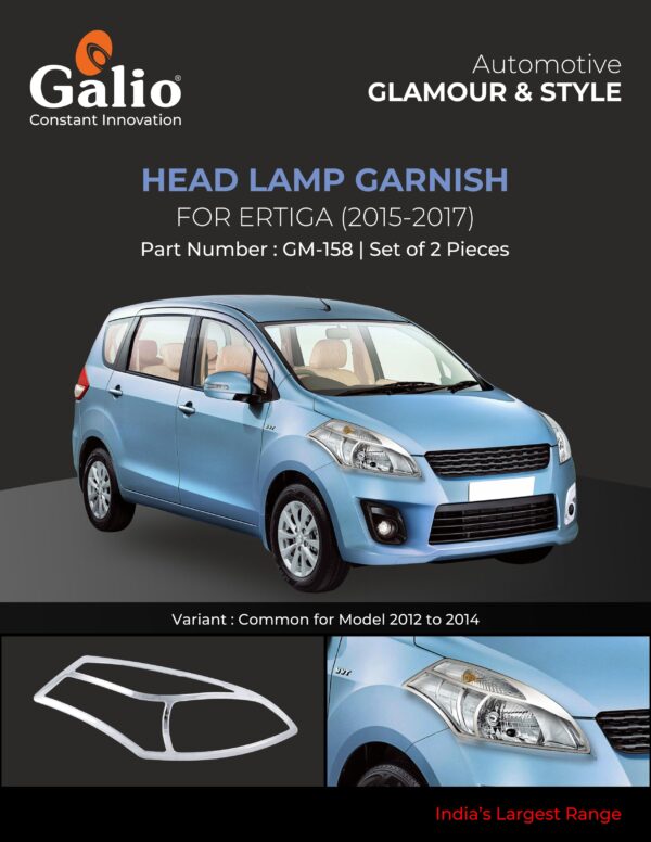 MARUTI SUZUKI ERTIGA (2015 TO 2017) HEAD LAMP GARNISH CHROME SET OF 2