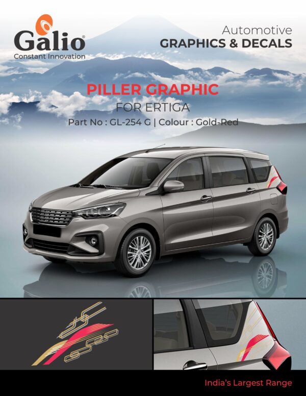 MARUTI SUZUKI ERTIGA (2018 ONWARDS) BODY GRAPHICS GOLD RED SET OF 1 PC