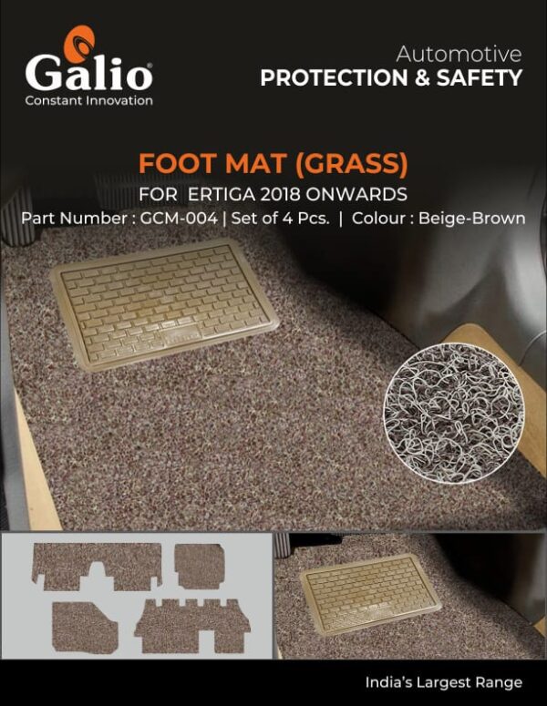 MARUTI SUZUKI ERTIGA (2018 ONWARDS) FOOT MATS - GRASS TYPE – SET OF 4 PCS
