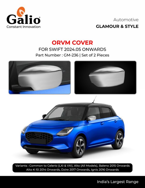MARUTI SUZUKI SWIFT 2024 ONWARDS ORVM COVER CHROME GARNISH SET OF 2 PCS