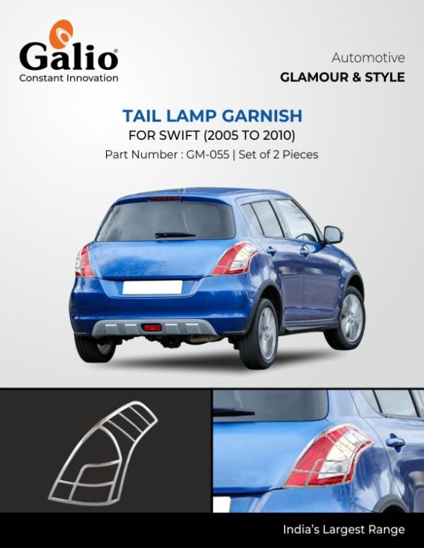 MARUTI SUZUKI SWIFT 2005 TO 2010 CHROME TAIL LAMP GARNISH – SET OF 2 PCS