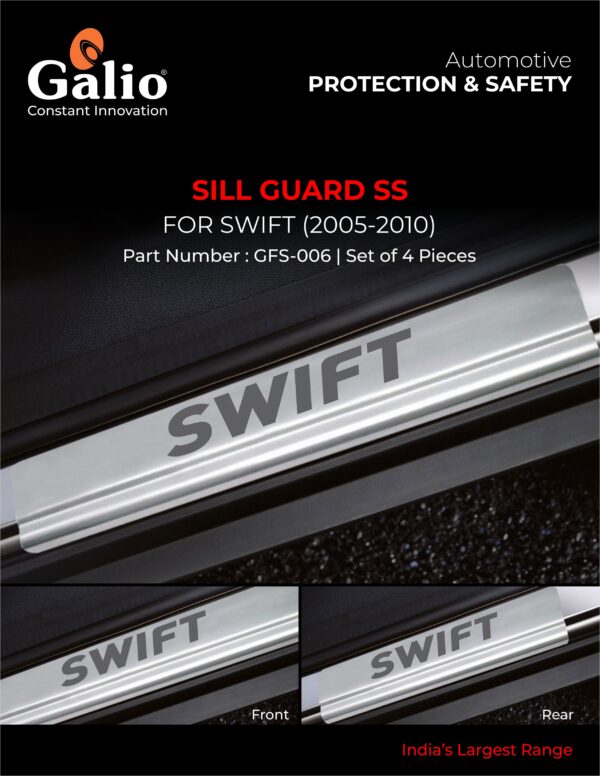 MARUTI SUZUKI SWIFT 2005 TO 2010 STAINLESS STEEL SILL GUARD –SET OF 4