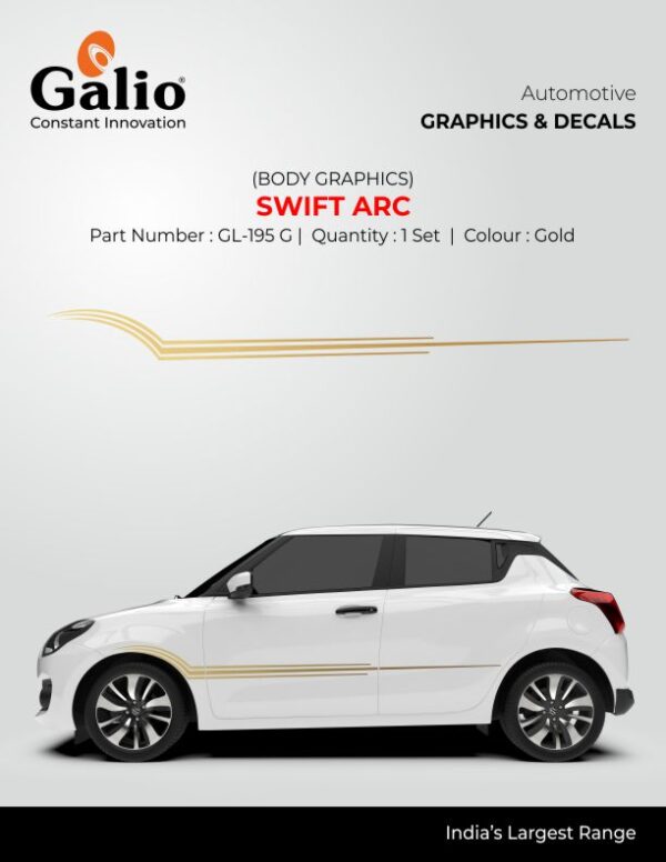 MARUTI SUZUKI SWIFT 2011 TO 2013 BODY GRAPHICS SWIFT ARC – 1 SET