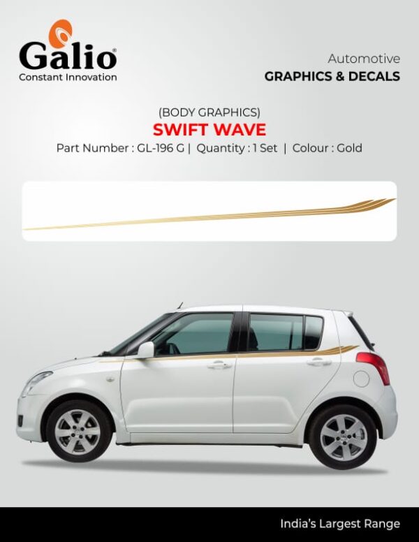 MARUTI SUZUKI SWIFT 2011 TO 2013 BODY GRAPHICS SWIFT WAVE – 1 SET