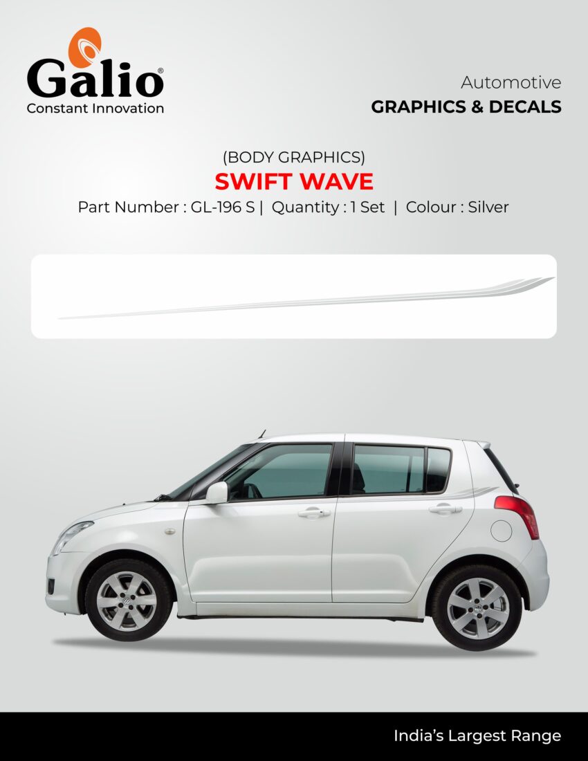 MARUTI SUZUKI SWIFT 2014 TO 2017 BODY GRAPHICS – SWIFT WAVE – 1 SET