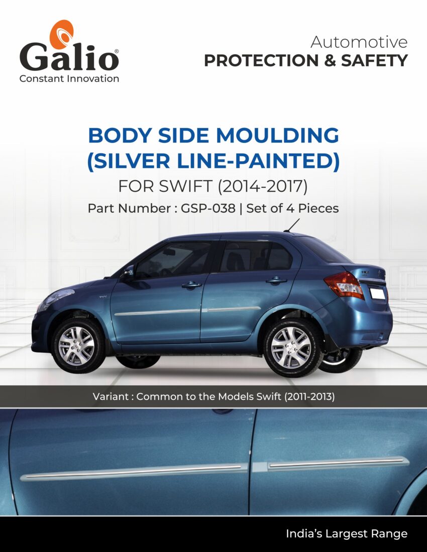 MARUTI SUZUKI SWIFT 2014 TO 2017 BODY SIDE MOULDING – PAINTED – SET OF 4 PCS