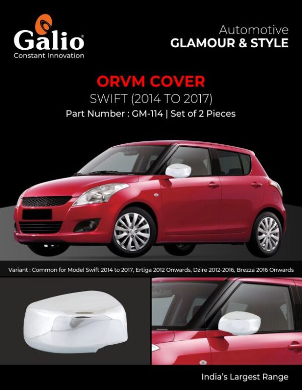 MARUTI SUZUKI SWIFT 2014-2017 CHROME ORVM COVER SET OF 2 PCS