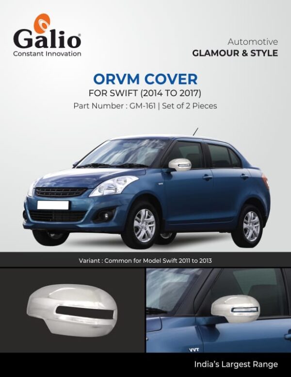MARUTI SUZUKI SWIFT ORVM COVER CUT (2011 DESIGN) CHROME SET OF 2 PCS