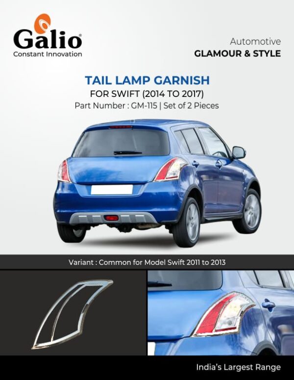 MARUTI SUZUKI SWIFT TAIL LAMP GARNISH CHROME SET OF 2 PCS