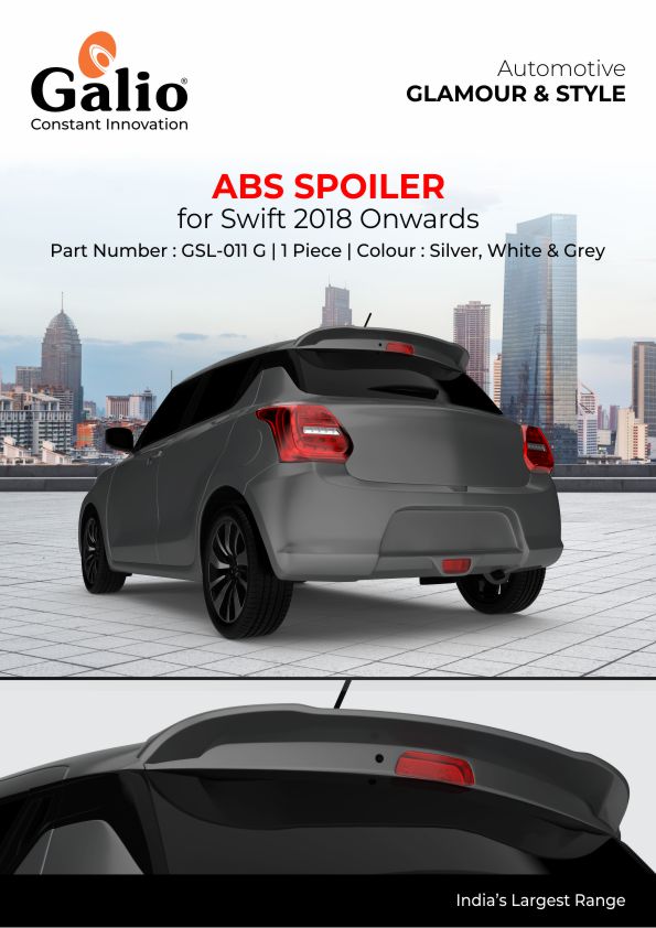 MARUTI SUZUKI SWIFT ABS SPOILER – GREY – 2018 ONWARDS – 1 PC