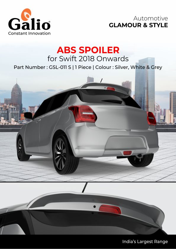MARUTI SUZUKI SWIFT ABS SPOILER SILVER – 2018 ONWARDS – 1 PIECE