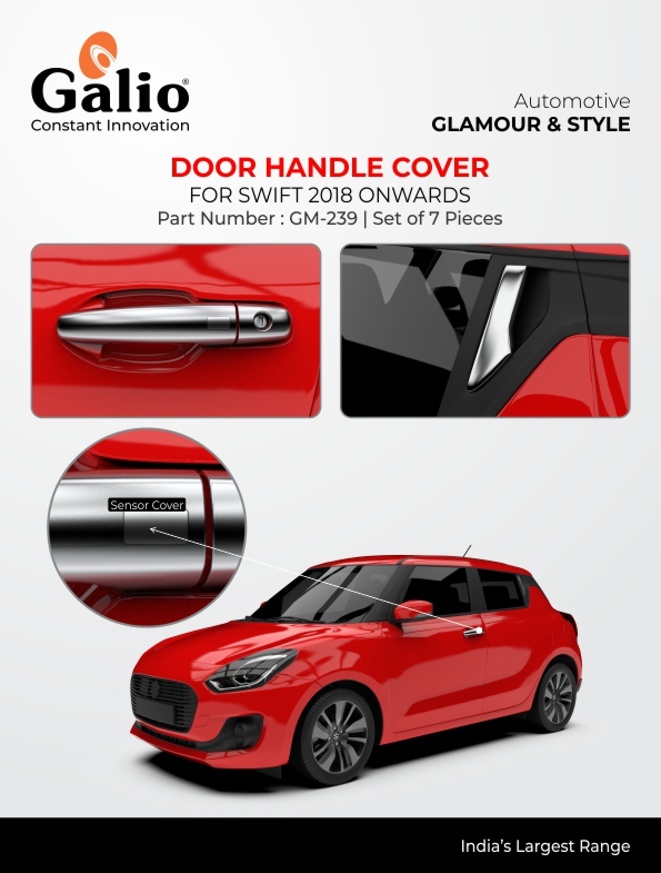 MARUTI SUZUKI SWIFT 2018 ONWARDS DOOR HANDLE COVER – CHROME – SET OF 7 PCS