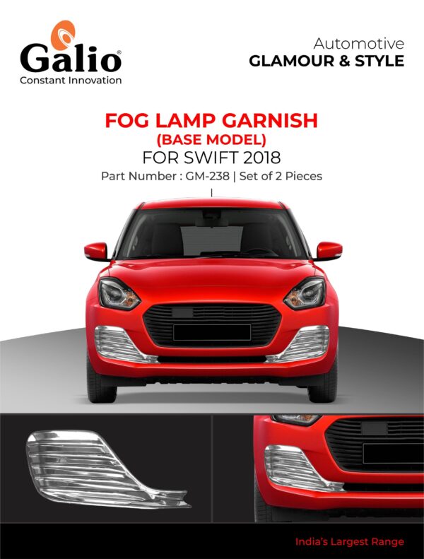 MARUTI SUZUKI SWIFT 2018 ONWARDS FOG LAMP GARNISH – CHROME – SET OF 2 PCS