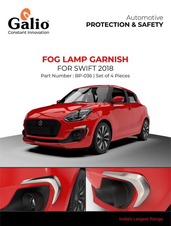 MARUTI SUZUKI SWIFT 2018 ONWARDS FOG LAMP GARNISH – CHROME – SET OF 2 PCS