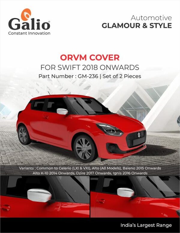MARUTI SUZUKI SWIFT 2018 ONWARDS ORVM COVER – CHROME – SET OF 2 PCS
