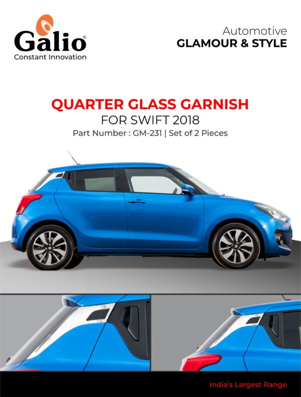 MARUTI SUZUKI SWIFT 2018 ONWARDS QUARTER GLASS GARNISH – CHROME – SET OF 2 PCS