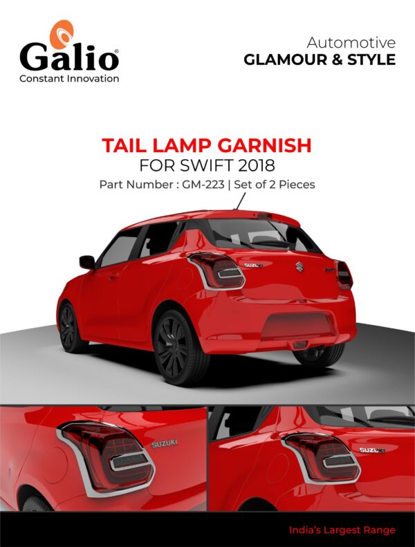 MARUTI SUZUKI SWIFT 2018 ONWARDS TAIL LAMP GARNISH – CHROME – SET OF 2 PCS