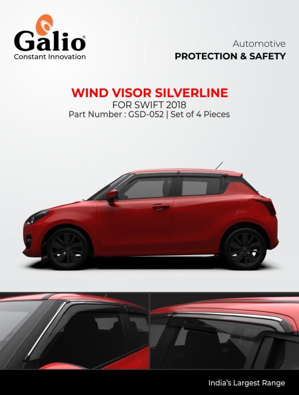 MARUTI SUZUKI SWIFT 2018 ONWARDS WIND VISOR SILVER LINE – SET OF 4 PCS