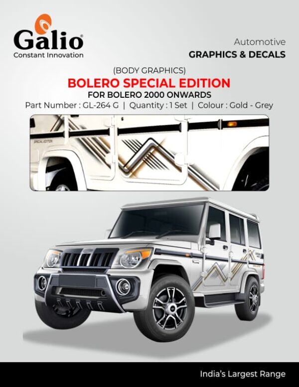 BODY GRAPHICS - BOLERO SPECIAL EDITION (GOLD-GREY) (SET OF 1) FOR MAHINDRA BOLERO (2000-ONWARDS)