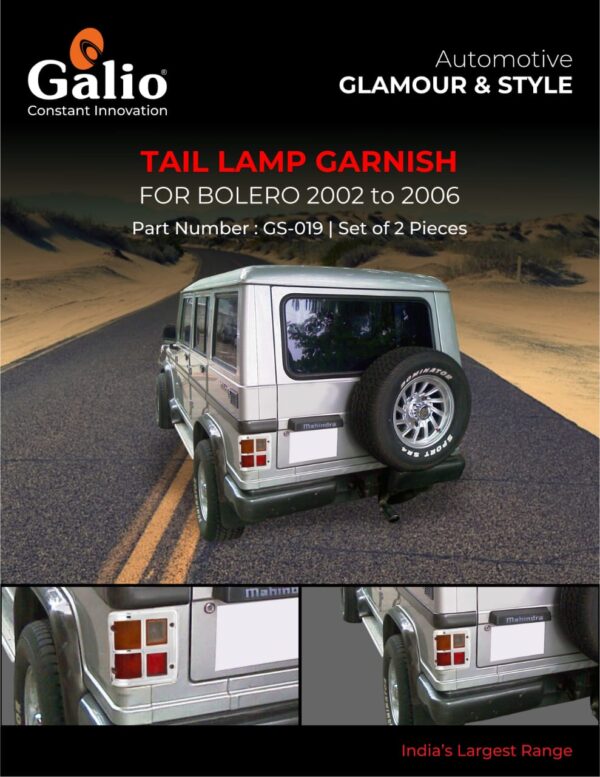 MAHINDRA BOLERO 2000 TO 2006 TAIL LAMP GARNISH CHROME SET OF 2